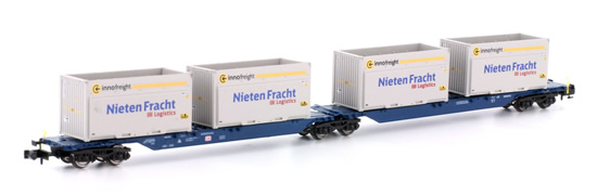 Kato HobbyTrain Lemke H23718-6 - 2pc Container Car Set Type Sggmrs 715 Nieten Fracht of the DB AG